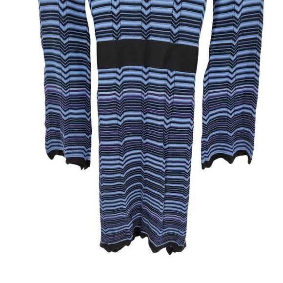 Y2K INC Dress Sweater Silk Blend Scalloped Hem Bell Sleeve Tie Waist Blue M - Picture 7 of 13